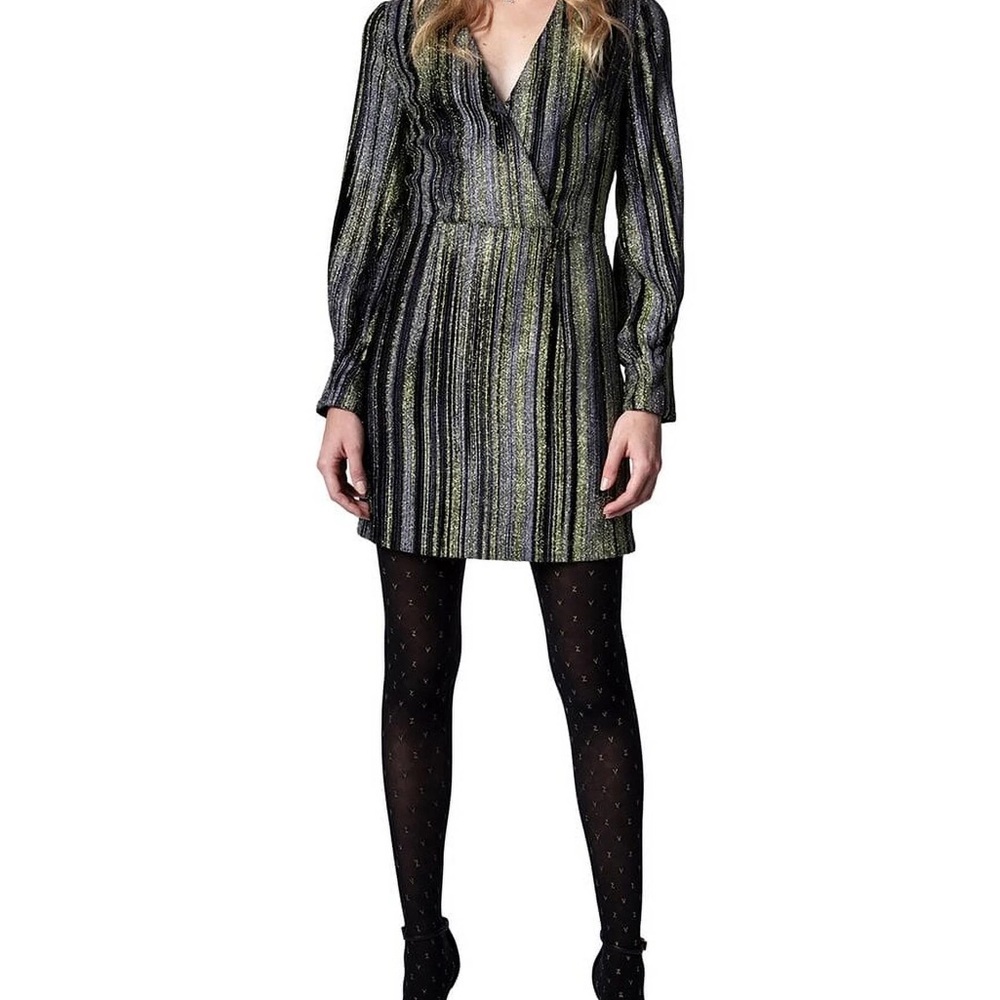 BNWT Zadig & Voltaire Metallic Striped Long Sleeve Dress